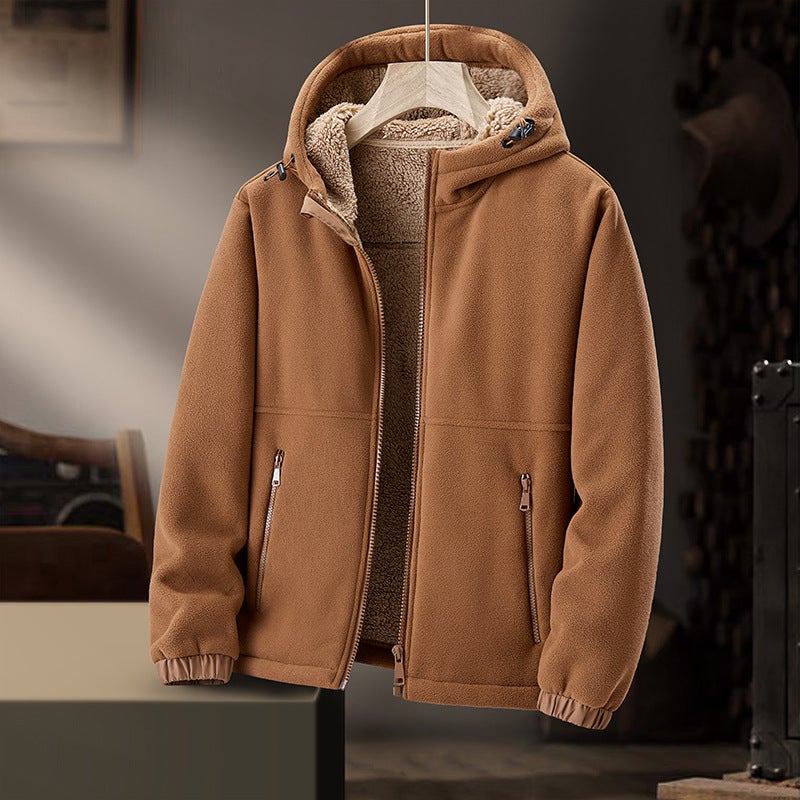 High Quality Defense Warm Fleece Padded Lamb Fleece Coat Cardigan Collar - Image 1